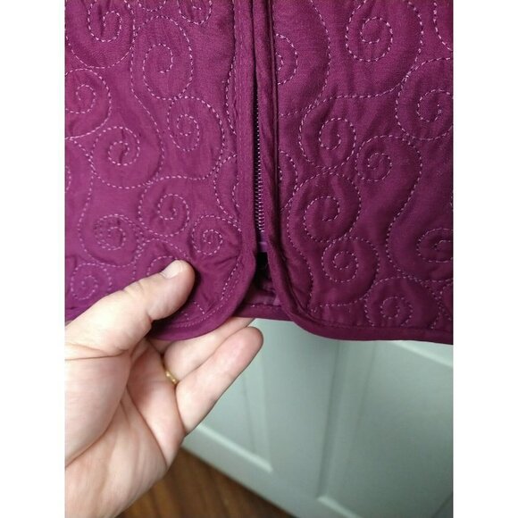 JENNY Purple Women's Sleeveless Full Zip Swirl Designed Quilted Vest Size S - Picture 6 of 9